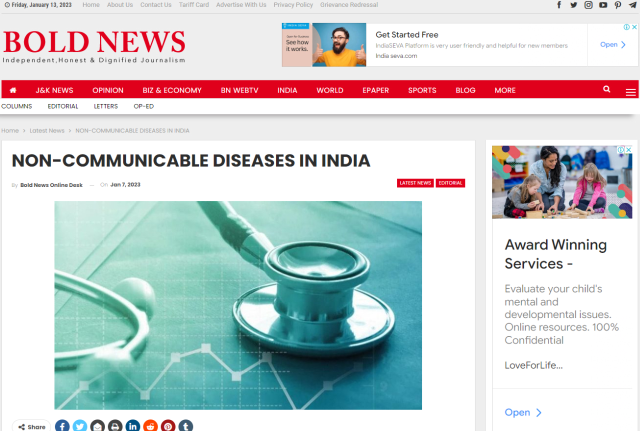 Non Communicable Diseases in India