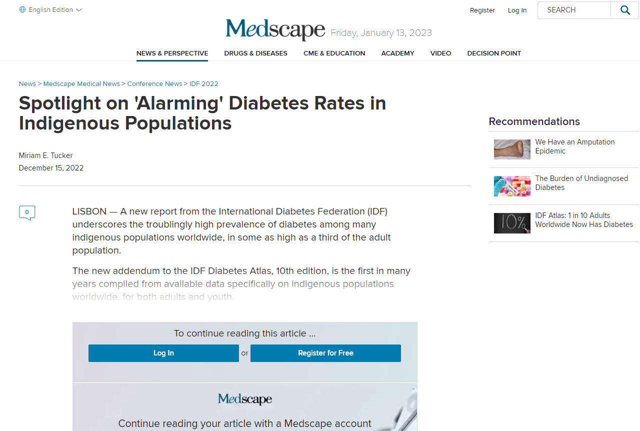 Spotlight on 'Alarming' Diabetes Rates in Indigenous Populations
