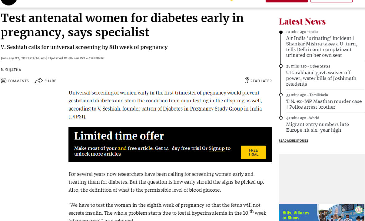 Test antenatal women for diabetes early in pregnancy, says specialist